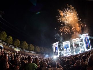 Un momento del concerto dei Rolling Stones a Lucca durante il Lucca Summer Festival 2017