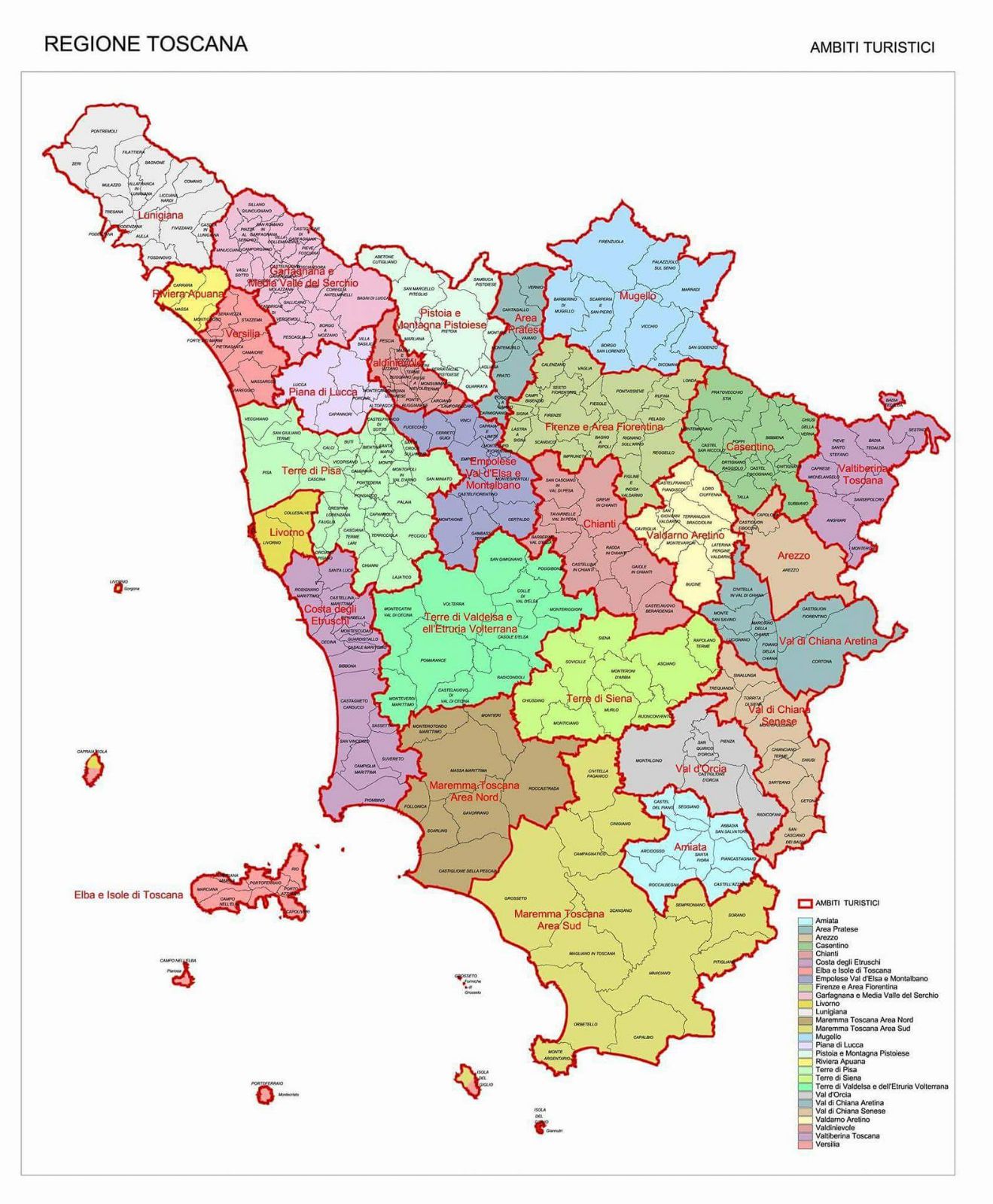 La mappa dei nuovi 28 ambiti territoriali della Toscana