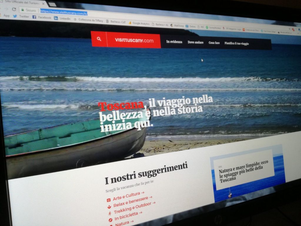 Una vista della home di visittuscany.com il nuovo portale turistico della Toscana