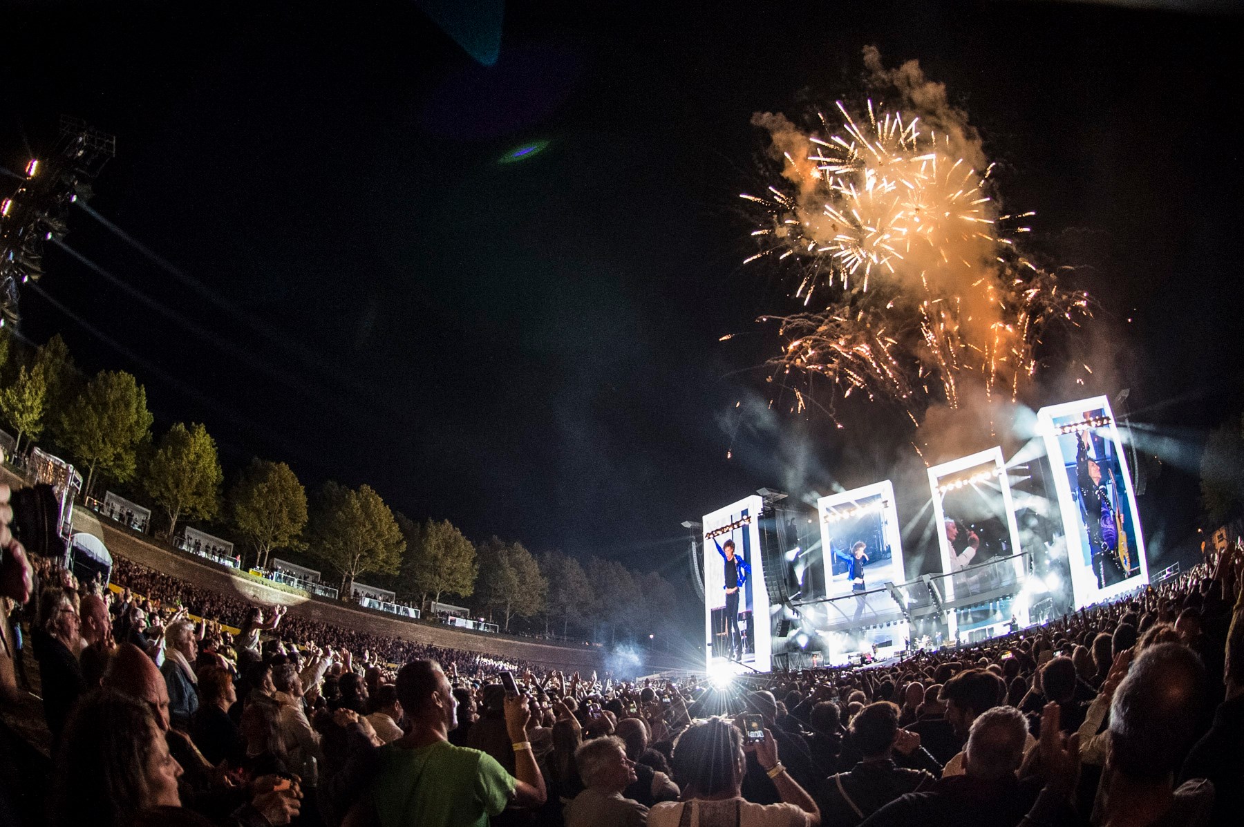 Un momento del concerto dei Rolling Stones a Lucca durante il Lucca Summer Festival 2017