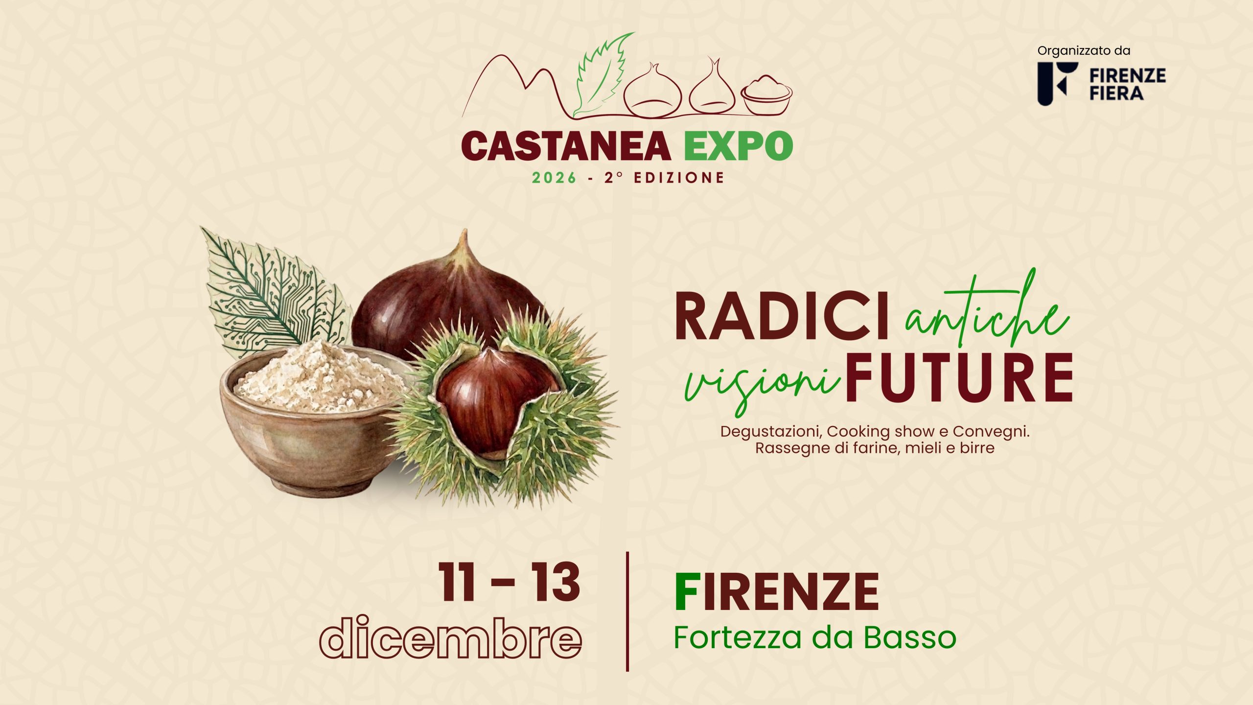 BANNER SITO Immagine della manifestazionie con un castagne, ricci e farina